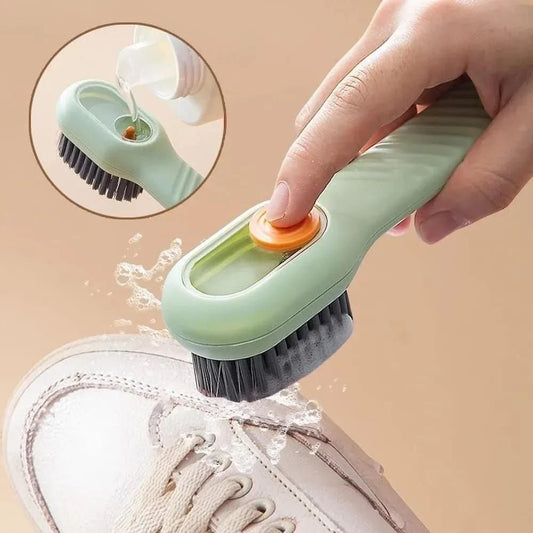 Shoe polishing brush with soap filler